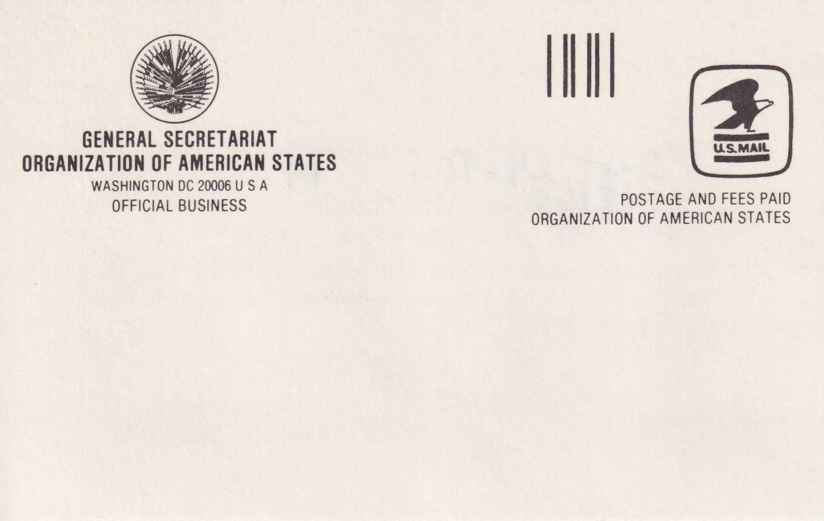 Back of Organization of American States (OAS) QSL