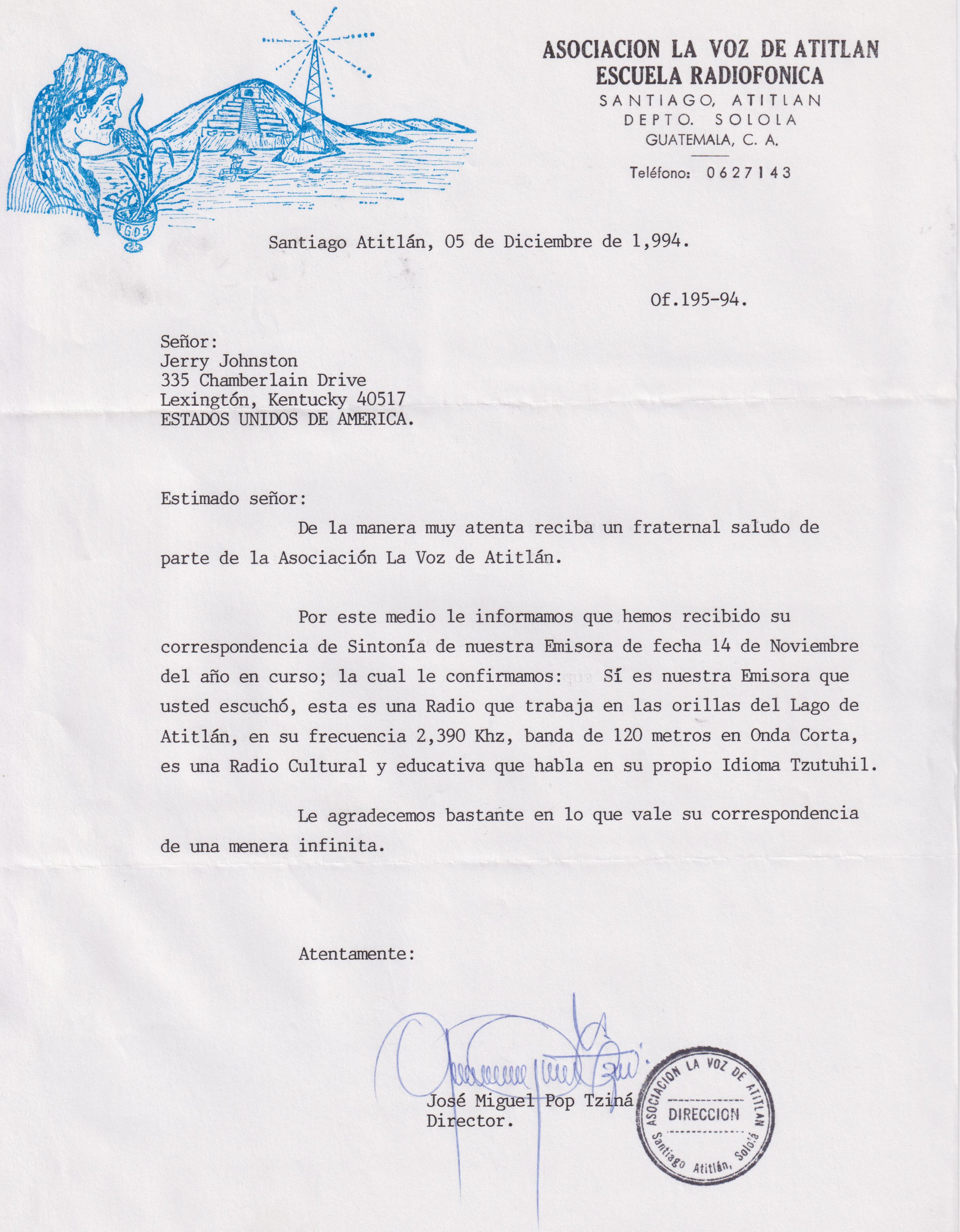 Letter for La Voz de Atitlan