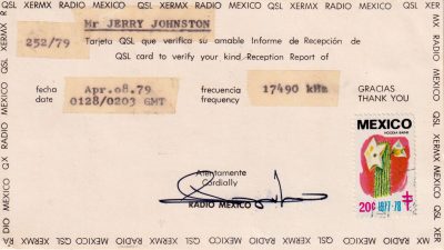 QSL front for Radio Mexico