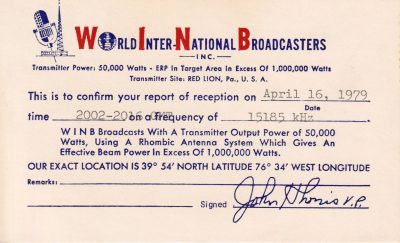 QSL front for WINB