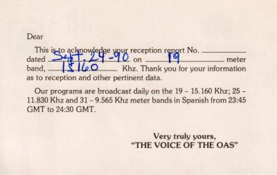 QSL front for OAS