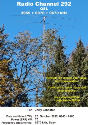 QSL front for Radio Channel 292