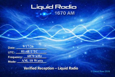 QSL front for Liquid Radio (Pirate)